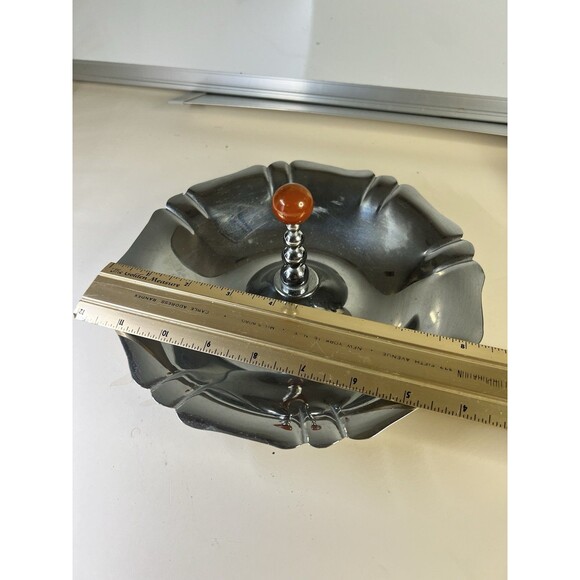 ManningBowman & Co. Art Deco-era Pewter- Chrome Plated Dish Bon Bon 1930’s - Picture 9 of 9